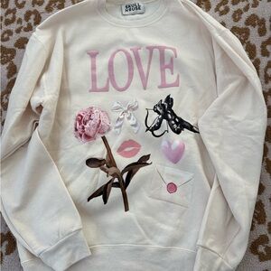 SKULLHOUSE DESIGNS LOVE Graphic Sweatshirt - Pink & Cream